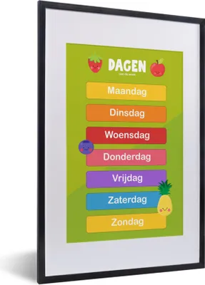 Produktbild von MuchoWow® MuchoWow® Gerahmtes Poster Kinderzimmer - Woche - Pädagogisch - Mädchen - Jungen - Kinder - Kinder 40x60 cm - Poster mit zchwarzem Bilderrahmen - Poster in Rahmen