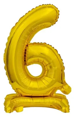 Produktbild von Folienschneidballon Zahl 6 stehend 38 cm goldfarben