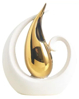 Immagine prodotto di Omgoods - Vaso in Vetroceramica moderna, ideale per l'arredamento della casa, nei colori bianco e oro