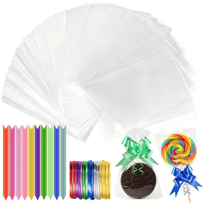 Produktbild von Geschenkfolie Transparent Klarsichtfolie 8x12cm 300 Stück mit Zugschleifen