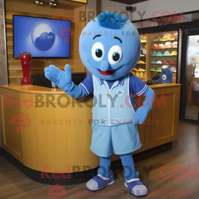 Immagine prodotto di Personaggio mascotte REDBROKOLY di un Polpette Blu vestito con Polo e Cravatta