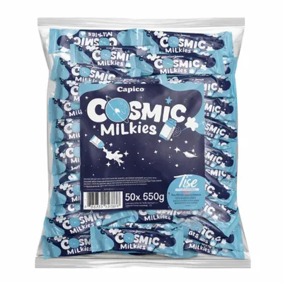 Produktbild von 50x Cosmic Milkies Riegel einzeln verpackt Milchcreme Snack Party Mix
