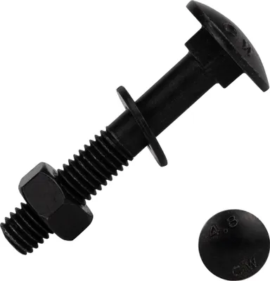 Produktbild von Schlossschrauben mit Mutter und Scheibe verzinkt schwarz M8 x 50 mm - pro 25 Stück