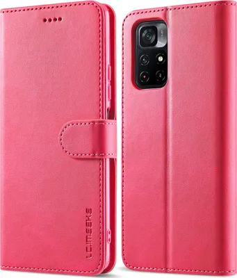 Produktbild von Xiaomi Poco M4 Pro 5G Hülle, Klapphüllen Brieftasche Leder Magnetverschluss Ständer Schutzhülle für Xiaomi Poco M4 Pro 5G Rosa