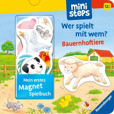 Produktbild von ministeps: Mein erstes Magnetbuch: Wer spielt mit wem? Bauernhoftiere