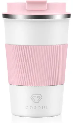 Zdjęcie produktu dla CS COSDDI Kubek termiczny ze stali nierdzewnej 380 ml Kubek próżniowy różowobiały