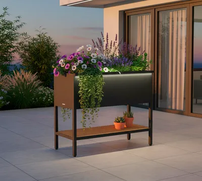 Obrázek produktu pro Zvýšený záhon Herstera Garden z kovu s osvětlením, 40 × 100 × 80 cm