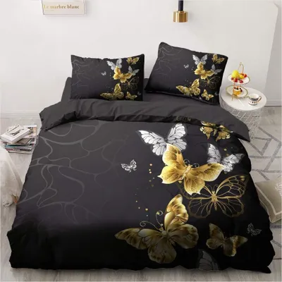 Immagine prodotto di Set di lenzuola con motivo di farfalle, dimensioni 220 x 240 cm, in microfibra