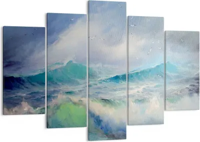 Produktbild von Bild auf Leinwand - Leinwandbild - Meer Welle Möwe - 150x100cm - Wand Bild - Wanddeko - Wandbilder - Leinwanddruck - Bilder - Kunstdruck - Wanddekoration - Leinwand bilder - Wandkunst - EA150x100-3783