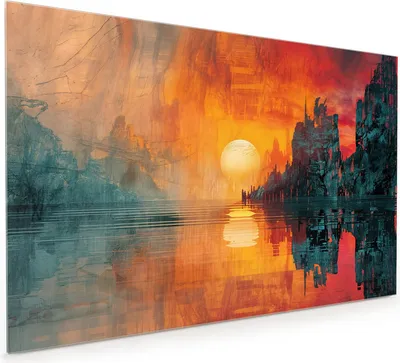 Produktbild von Küchenrückwand Spritzschutz Glas mit Motiv Sonnenuntergang Stadt 40 x 40 cm
