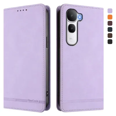 Image de Etui pour Vivo Y400, étui rétro en cuirPolyuréthaneavec support et fentes pour cartes Violet
