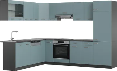 Produktbild von Eckküche Vicco R-Line Blau-Grau/Anthrazit 287 x 60 cm , AP Anthrazit, Model 43128