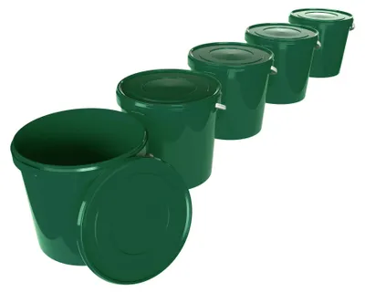 Produktbild von Eimer mit Deckel 10 L | Vorratseimer | Lebensmittelecht Grün | PP | 5 Stück