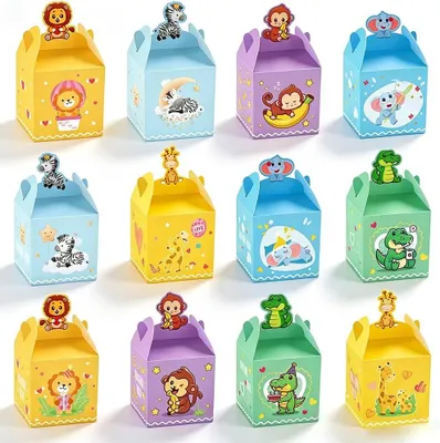 Produktbild von Geschenkbeutel mit Tiermotiven, 10 Stück, bunt, für Geburtstagsfeiern