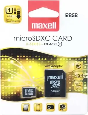 Produktbild von Maxell MicroSDXC 64GB, 64 GB, MicroSDXC, Klasse 10, UHS-I, 90 MB/s, Schwarz