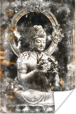 Produktbild von MuchoWow® Poster Buddha - Silber - Meditation 60x90 cm - Wanddekoration