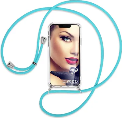 Produktbild von Handykette Backcover-Schutzhülle mit Band (Metall silberfarben) für ZTE nubia Red Magic 8 Pro (6.8'') - türkis