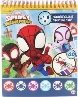 Produktbild von Spiderman Aquarell Malbuch mit 20 Malblättern, Wasserfarben und Pinsel, 20 x 16,5 x 1 cm