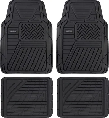 Productafbeelding van Sparco Origin vloermatset, 4-delig, zwart PVC, universeel, antislip en gemakkelijk schoon te maken, sportief design