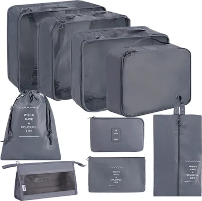 Produktbild von Packwürfel für die Reise, 9er-Set Gepäck-Organizer