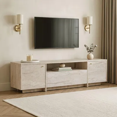 Productafbeelding van Skye Decor, TV-meubel, 100% melaminecoating op spaanplaat, travertin, 180 cm