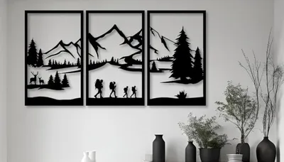 Wanddekoration Set 3er Metall Schwarz 30x40 cm