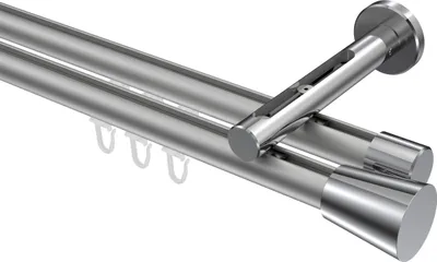 Produktbild von Interdeco Innenlaufstange / Gardinenstange mit Innenlauf Silbergrau / Chrom, Typ Siteno Sitra (Konus), 20 mm Ø 2-läufig, 440 cm