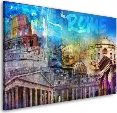 Produktbild von Rom Pop Art Wahrzeichen Wandbild Leinwandbild  Kunstdruck XL Wanddeko: 90x60x4cm
