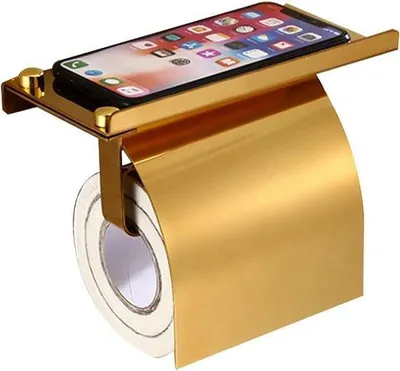 Produktbild von Toilettenspüler mit breiter Ablage aus Edelstahl goldfarben