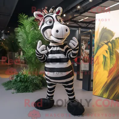 Produktbild von Schwarzes REDBROKOLY Zebra-Maskottchenkostüm mit Chinos und Fußpolstern