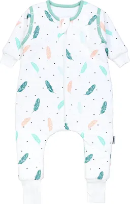Produktbild von TupTam Baby Schlafsack mit Beinen und Ärmeln  e Materialien, Winterschlafsack 2,5 TOG Unisex, Farbe: Federn , Größe: 104-110