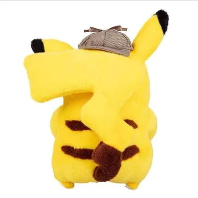 A plush toy of Pikachu wearing a detective hat.