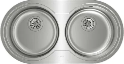 Zdjęcie produktu dla Teka DR 80 2C, Podtynkowy montaż zlewu, Owalny, Stal nierdzewna, Stal nierdzewna, 2 mis(y), Okrągły