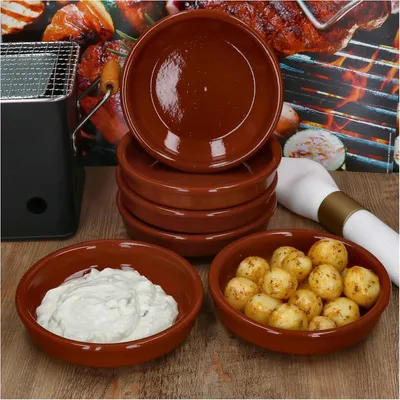 Produktbild von Cazuela Schale Bruno Tonware I 6er Set I Ø 16 cm I Größe M I Mediterran I Glasiert I Unikat Handarbeit I Antike/Vintage I Mittelalter I Wikinger