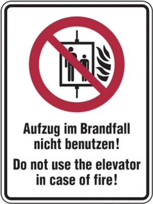 Produktbild von Dreifke® Kombischild, Aufzug im Brandfall nicht benutzen, Deutsch/Englisch - ...