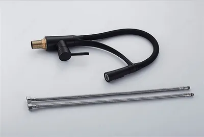 Immagine prodotto di Rubinetto da cucina, 44 cm, oro, 360°, bocca girevole, Pelican Black Pure