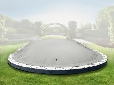 Obrázok produktu pre AirDeluxe® oválny nafukovací kryt na bazén (7,00 m x 3,00 m, sivý) z plachty na nákladné vozidlá - robustný zimný kryt na bazén