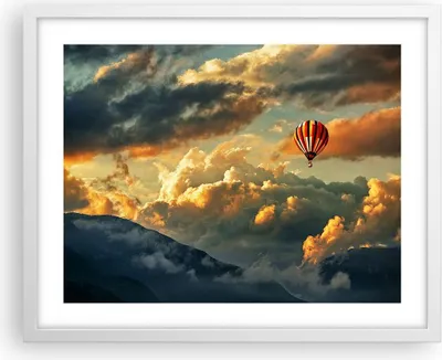 Produktbild von Gerahmtes Poster - Weißer Rahmen - Wolken Ballon Flug - 50x40 cm - Wand Bild - Wanddeko - Wandbilder - Kunstposter - Wandposter - Bilderrahmen - Bilder - Kunstdruck - Wandbild - P2WAA50x40-3791