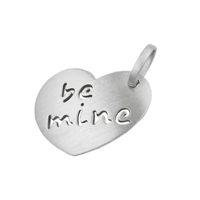 Produktbild von Anhänger 16x205mm Herz mit Inschrift - be mine - mattiert rhodiniert Silber 925 silber 16x20,5mm