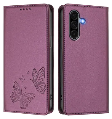 Obrázek produktu pro Kožené pouzdro pro Samsung Galaxy A36 5G, motýlí ražbou, peněženkové flip pouzdro se stojánkem Fialová