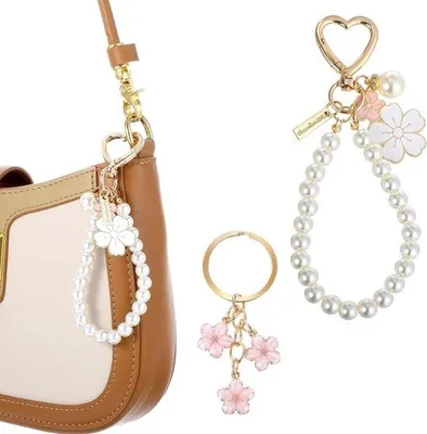 Immagine prodotto di Ganci decorativi con perline - Ganci decorativi - 2 pezzi - Rosa e bianco