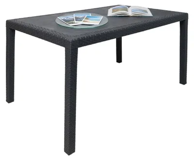 Produktbild von Gartentisch Portici, Rechteckiger Esstisch, Mehrzweck-Gartentisch in Rattan-Optik, 100 %  Italy, 150x90h72 cm, Anthrazit