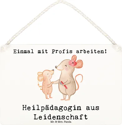 Produktbild von Mr. & Mrs. Panda Schild Heilpädagogin Leidenschaft DIN A6 - Weiß - Geschenk, holzbild, Studium, Deko, Holzschild, Ausbildung, Türschild, Lustig, hängeschild, Spruch