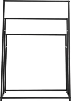 Produktbild von Handtuchständer - Freistehendes 3-stufiges Regal - Edelstahl - 25 kg Tragkraft - Für Bad/WC - Schwarz