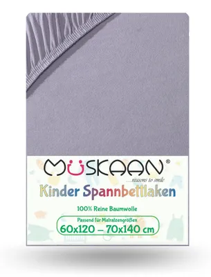 Produktbild von Jersey Kinder Spannbettlaken 60x120 cm - 70x140 cm Grau 100% Baumwolle