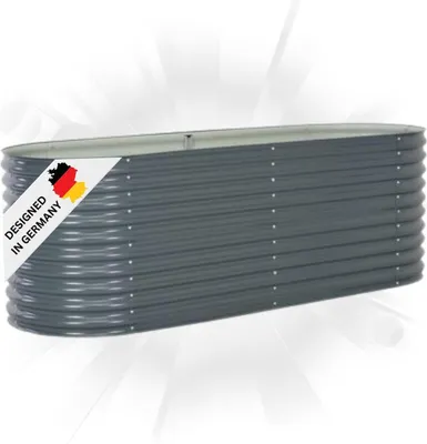 Produktbild von DELUKE® rundes Hochbeet für Garten BLUMO | Verzinkter Stahl | Wetterfest | Gartenbeet rund Kräuterbeet Blumenbeet Frühbeet für Garten Gemüsebeet, 240x80x81cm, Grau