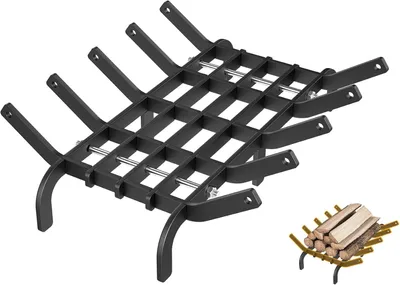 Zdjęcie produktu dla ROSEJANE, ruszt do kominka, 41 x 31 x 11 cm, ruszt z nóżkami, pojemnik na drewno z stali, udźwig do 50 kg, odporność na temperaturę do 800 °C, przeznaczony do kominka, paleniska i palarnika