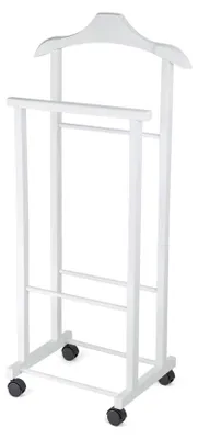 Kleiderständer aus Massivholz, weiß, M, 2 Kleiderstangen, 97 cm
