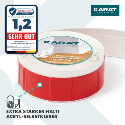 Immagine prodotto di Battiscopa Oslo personalizzabile con supporto autoadesivo 50x15 mm Bianco Lunghezza: 25 m