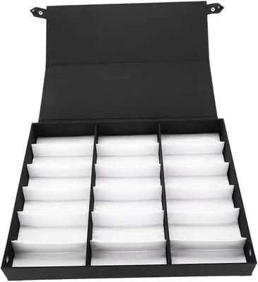 Produktbild von Famanu Aufbewahrungsbox für Sonnenbrillen mit 18 Fächern - Organizer mit Druckknopfdesign - Maße 187 x 147 x 24 cm